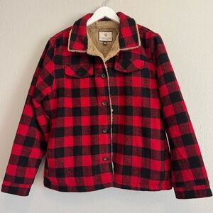 Legendary Whitetails Men’s Red-Black Buffalo Plaid Wool Blend Rugged Shacket XL
